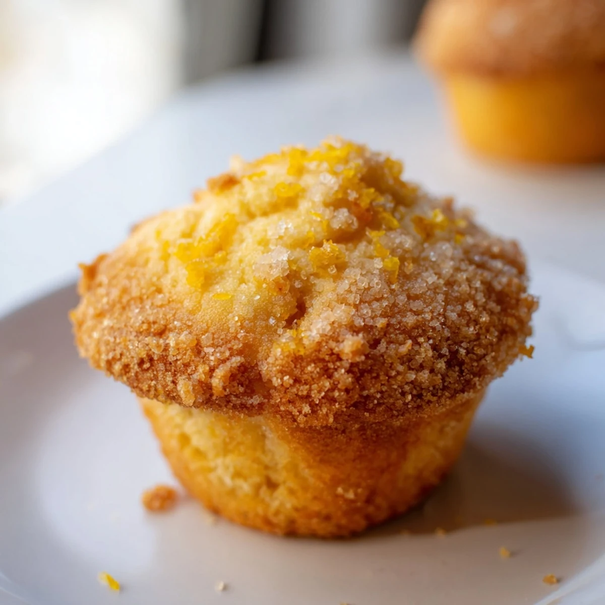 Golden-brown Simple Sweet Lemon Zest Muffins, fluffy and fragrant for a delightful breakfast treat.