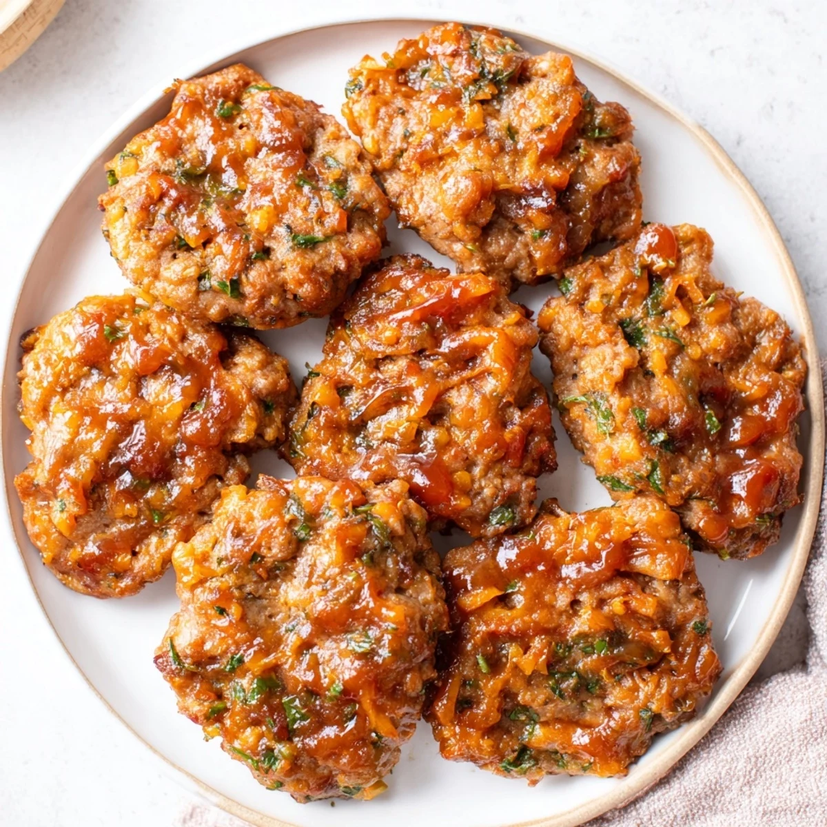 Steaming hot Everyday Herb-Sprigged Turkey Meatloaf with a glistening ketchup topping, ready to serve.