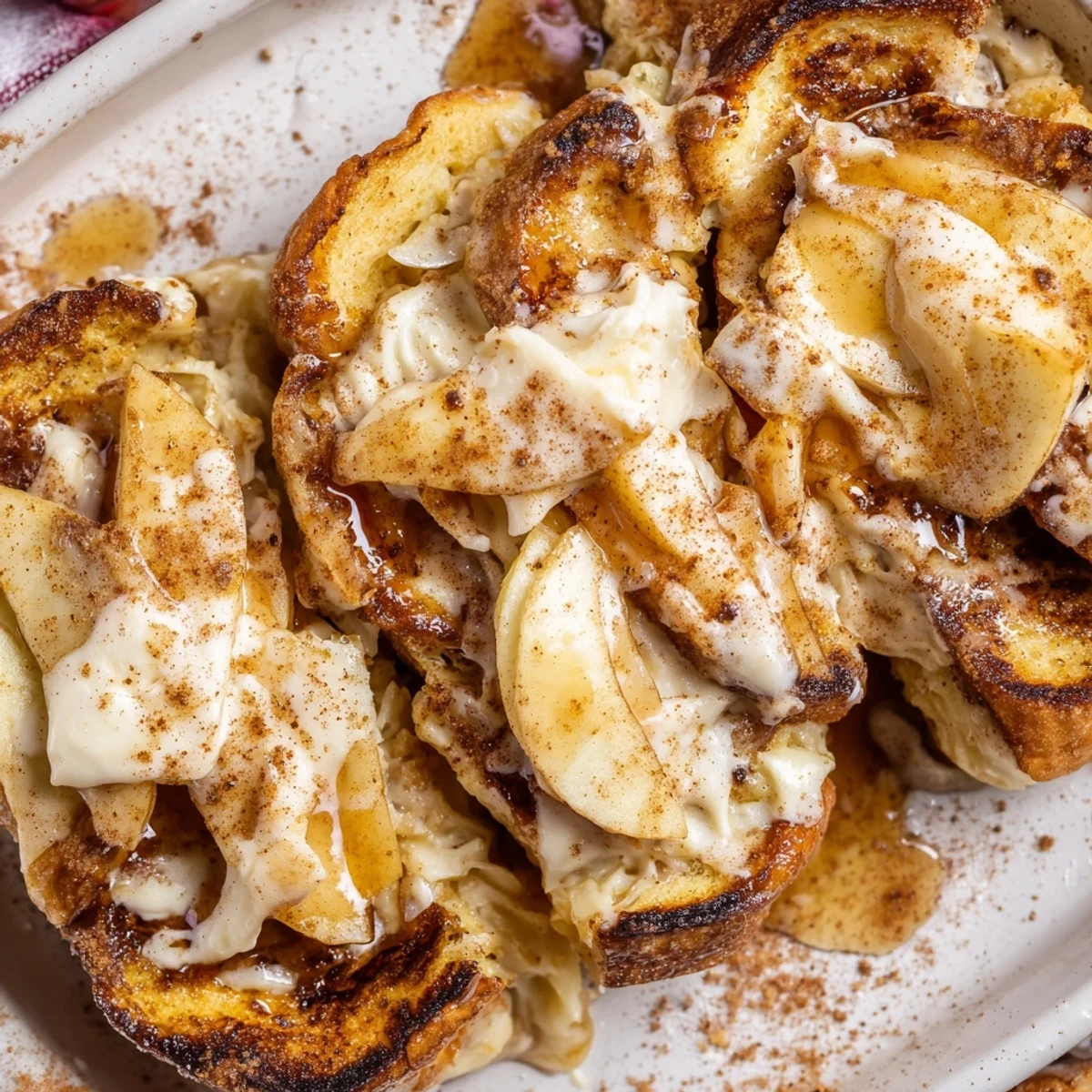 Golden-brown soft spice baked French toast casserole, a comforting breakfast with optional fresh berries.