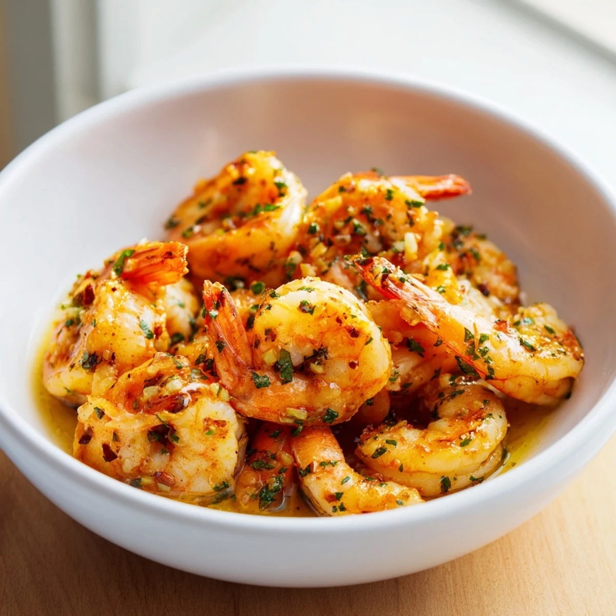 Bright and flavorful plate of Light & Bright Lemon Herb Shrimp Scampi, ready to enjoy with fresh herbs.