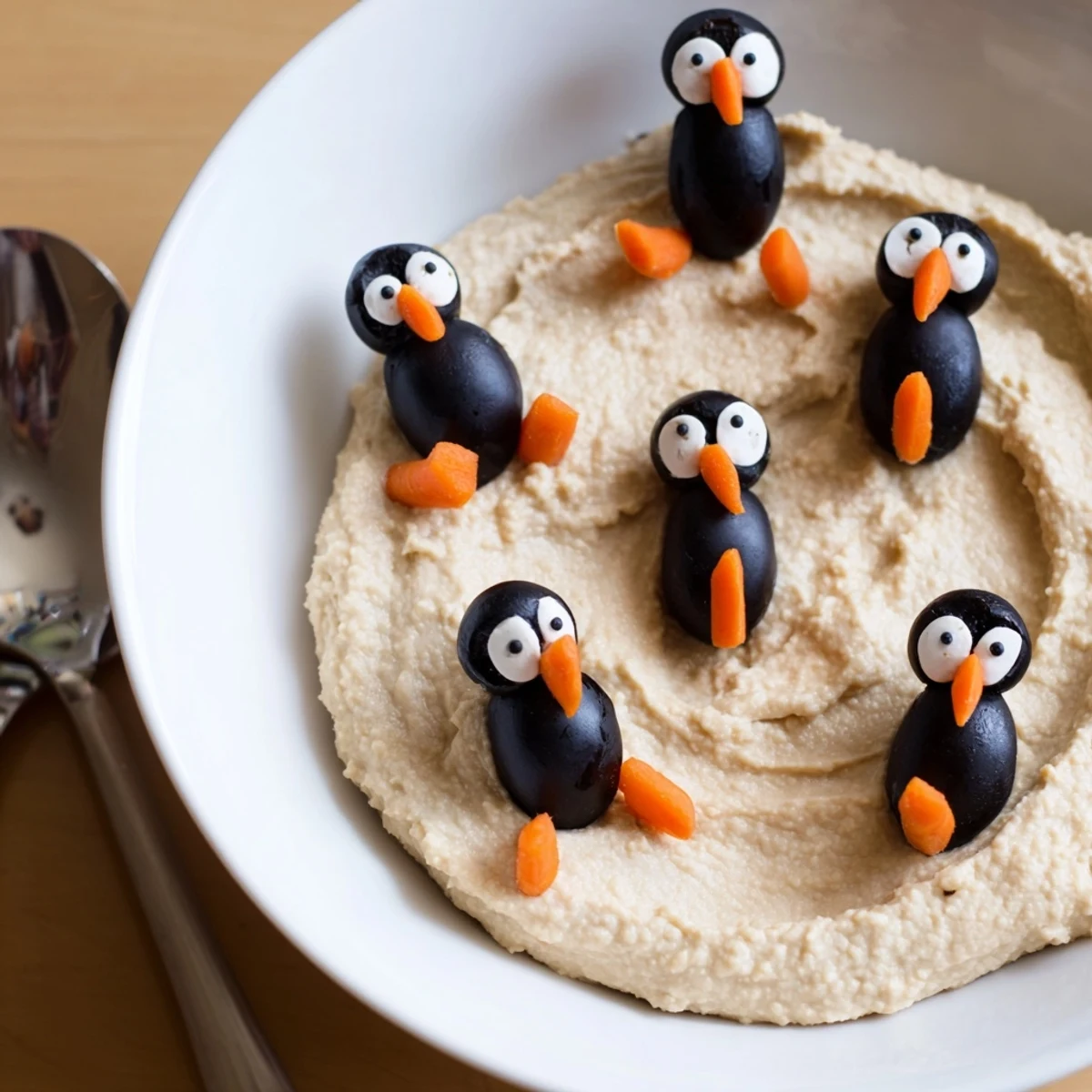 White Bean Dip Olive Penguins