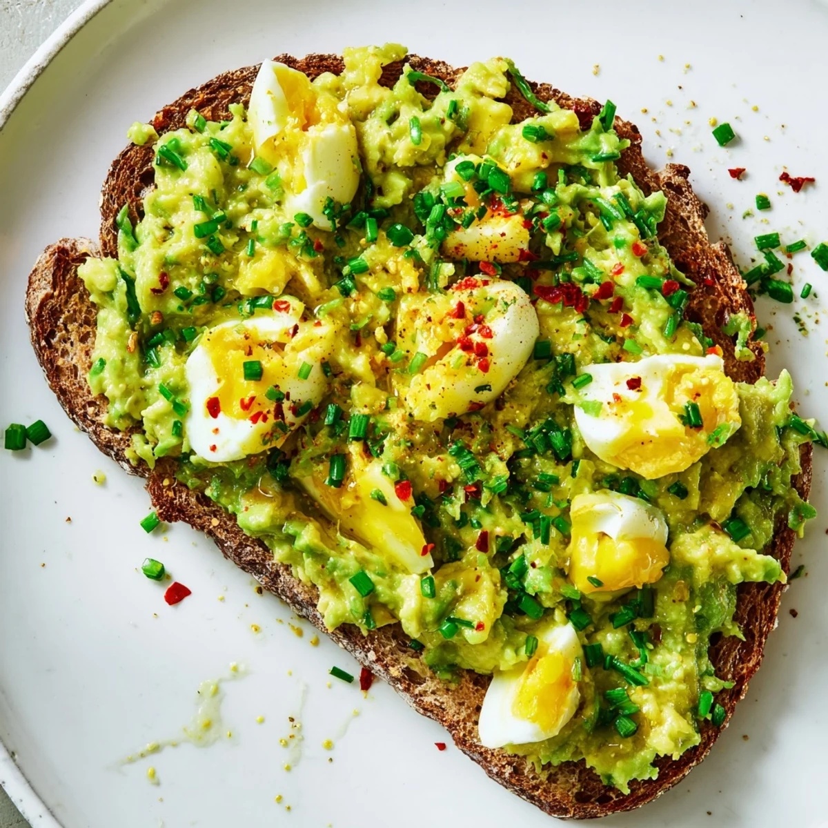 Creamy Avocado Egg Smash on toasted bread, a bright and flavorful breakfast option.