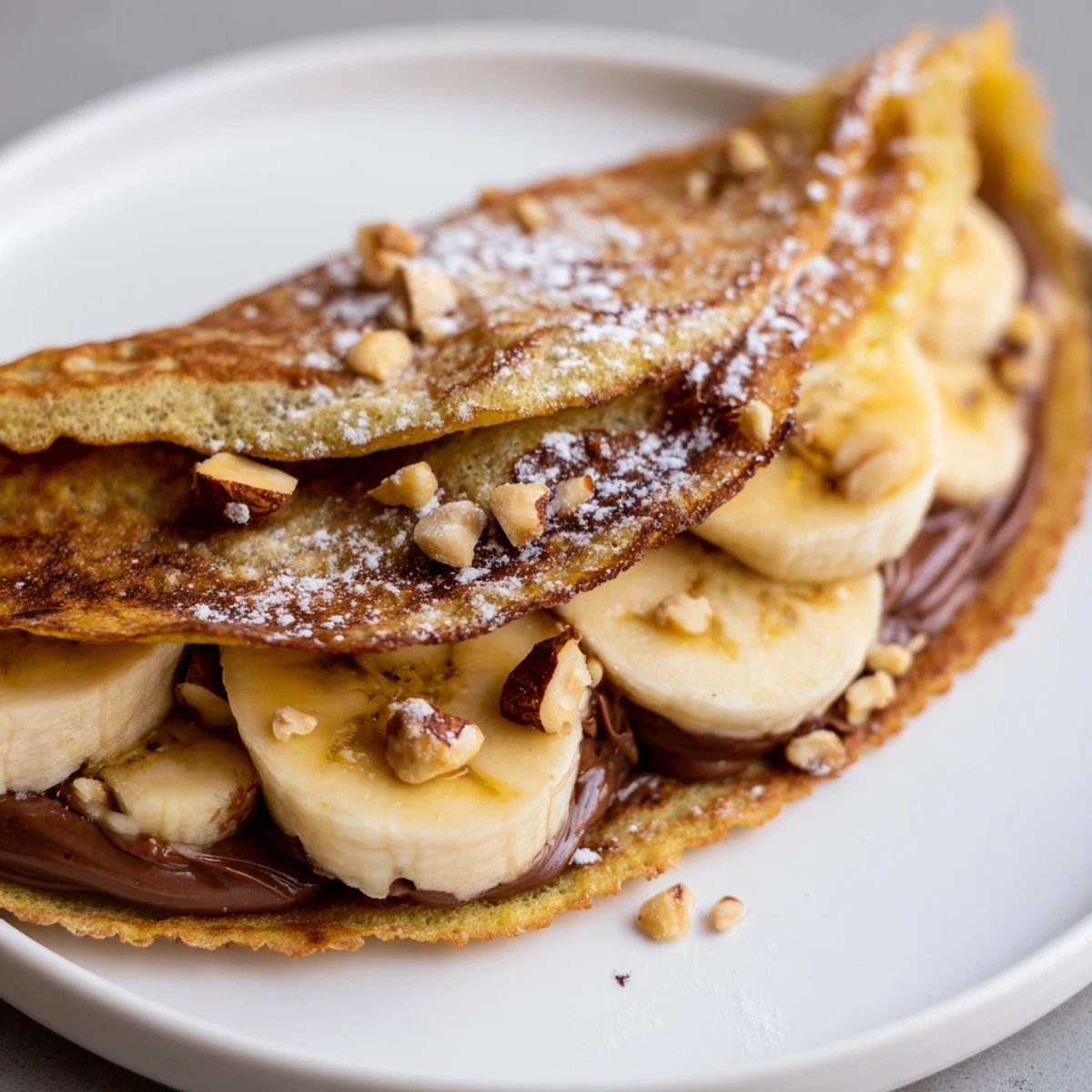 A sweet dessert, the Banana Nutella Wrap shows a warm, melty Nutella and banana filled tortilla.