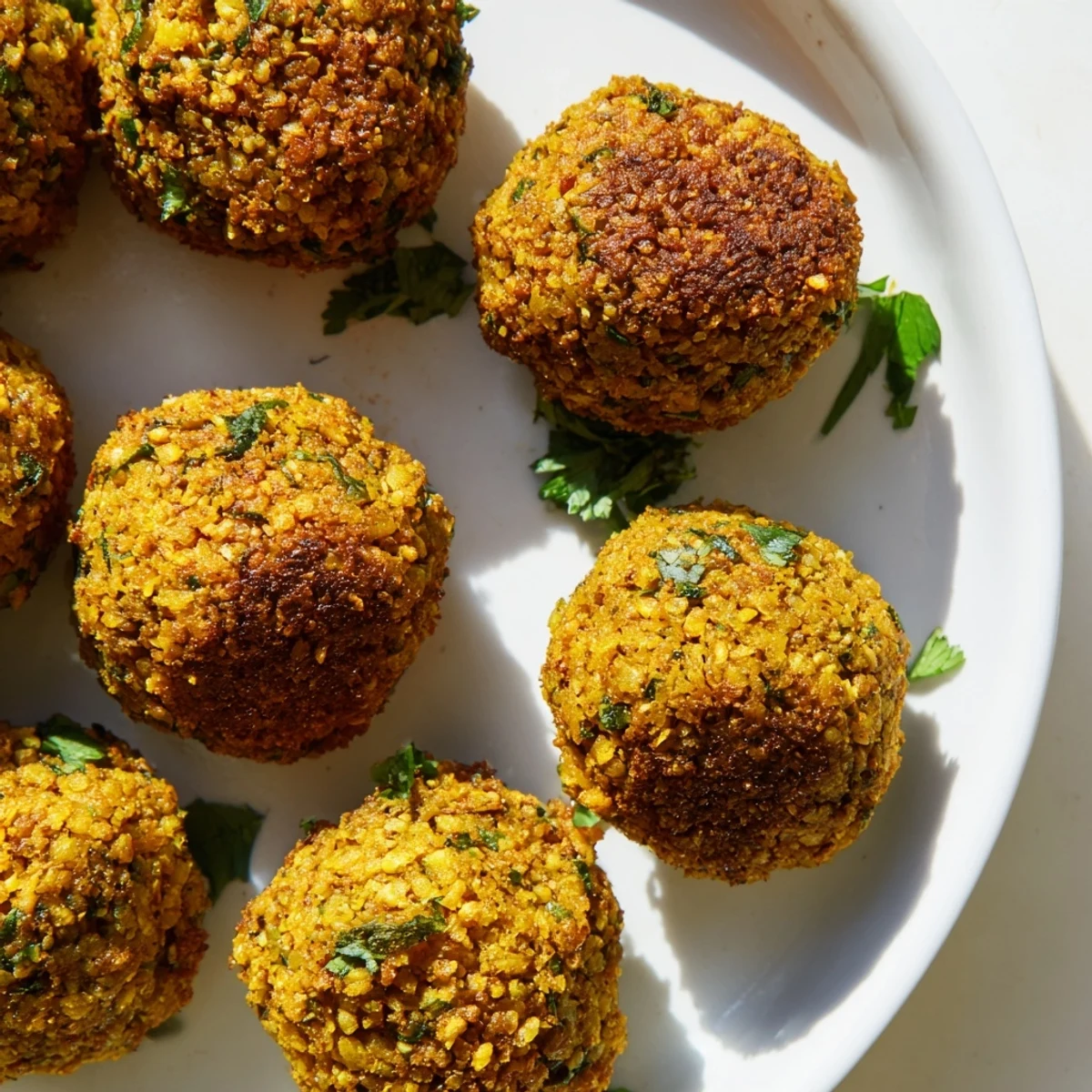Freshly fried falafel balls, featuring a perfect crispy crust, will make your taste buds sing with delight.