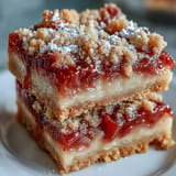 Tangy rhubarb nestled in a buttery shortbread crust, finished with a silky custard layer for a classic American dessert.