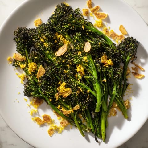 Freshly made charred broccolini salad, featuring bright lemon and salty, delicious Parmesan cheese.