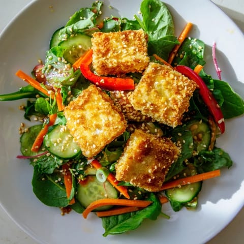 Golden Crispy Tofu Salad