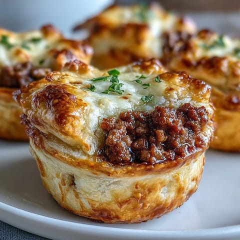 Spiced Mini Beef Tourtières with a delicate crust, ready to serve as a festive appetizer.