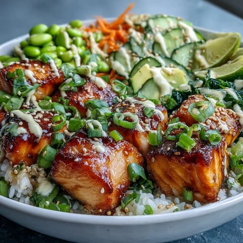 Drizzled with sriracha mayo and sesame seeds, this healthy weeknight meal is served with lime.