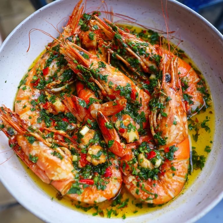 A close-up of steaming Light & Bright Lemon Herb Shrimp Scampi, showcasing the vibrant lemon sauce and shrimp.