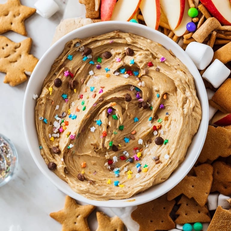 Festive Gingerbread House Dip, swirling with spices and served with gingerbread cookies and wafers.
