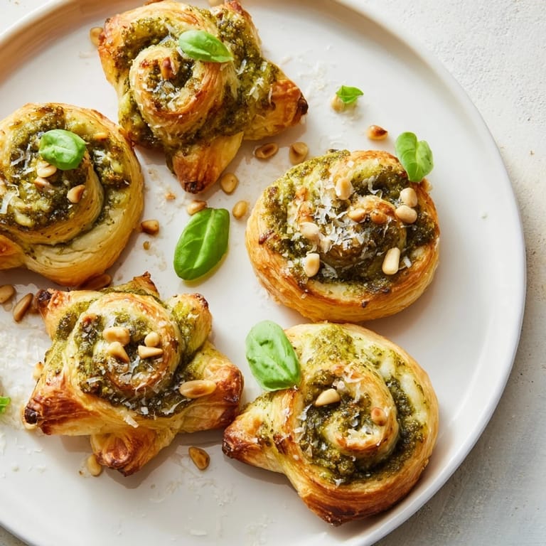 Appetizing close-up of warm, star-shaped Savory Bites: Star-Shaped Pesto Pinwheels on a platter, ready to be enjoyed.