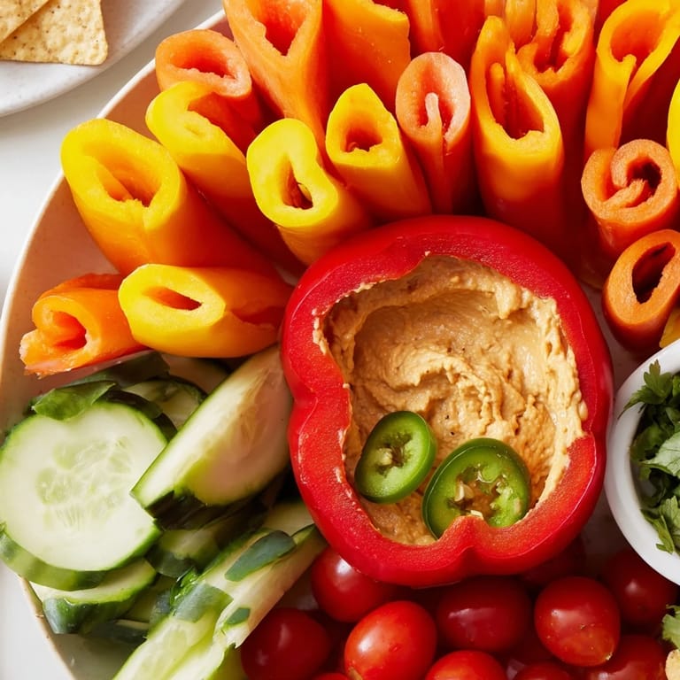 Festive Spicy Chili Pepper Fiesta, complete with tortilla chips and a selection of dips ready to be enjoyed.