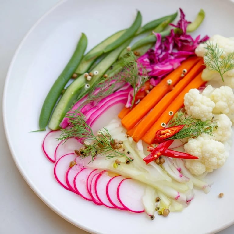 A visually appealing platter of The Pickled & Fermented Feast: a colorful medley of tangy vegetables, ready to enjoy.