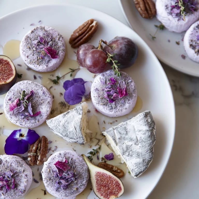 The "Lavender Haze" cheese platter offers a sophisticated blend of flavors and textures, perfect for sharing.