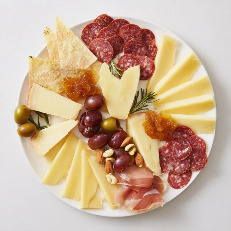 A stunning Geometric Gala, showcasing gluten-free crackers, fig jam, and artistic cheese/meat cut designs.