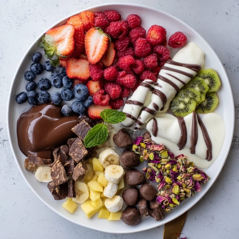 This Sweet Dessert Decadence features an assortment of chocolates, pastries, and berries, ready to serve and enjoy.