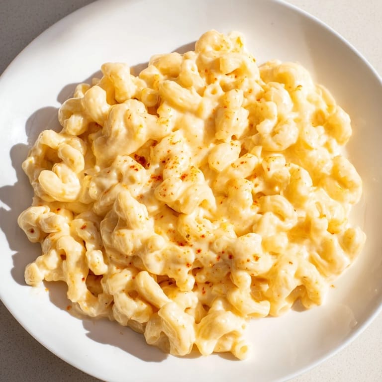 Enjoy a steaming bowl of Tini's Recession Mac: comforting elbow macaroni swimming in a rich, cheesy sauce.