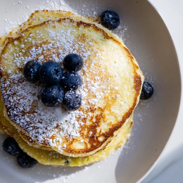 A stack of delicious Lemon Ricotta Pancakes, showcasing their light texture and lemony aroma.