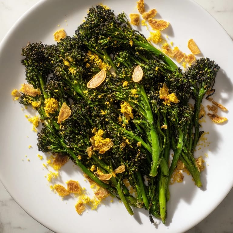 Freshly made charred broccolini salad, featuring bright lemon and salty, delicious Parmesan cheese.