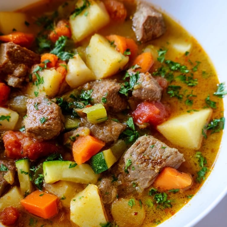 Golden Algerian Chorba garnished with fresh herbs, ready for a comforting and flavorful dinner.