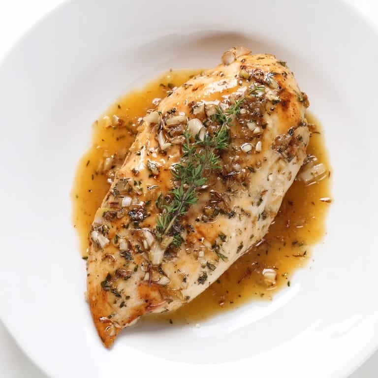 Sizzling Honey Dijon Chicken Skillet garnished with fresh parsley, served alongside roasted vegetables for a complete weeknight meal.