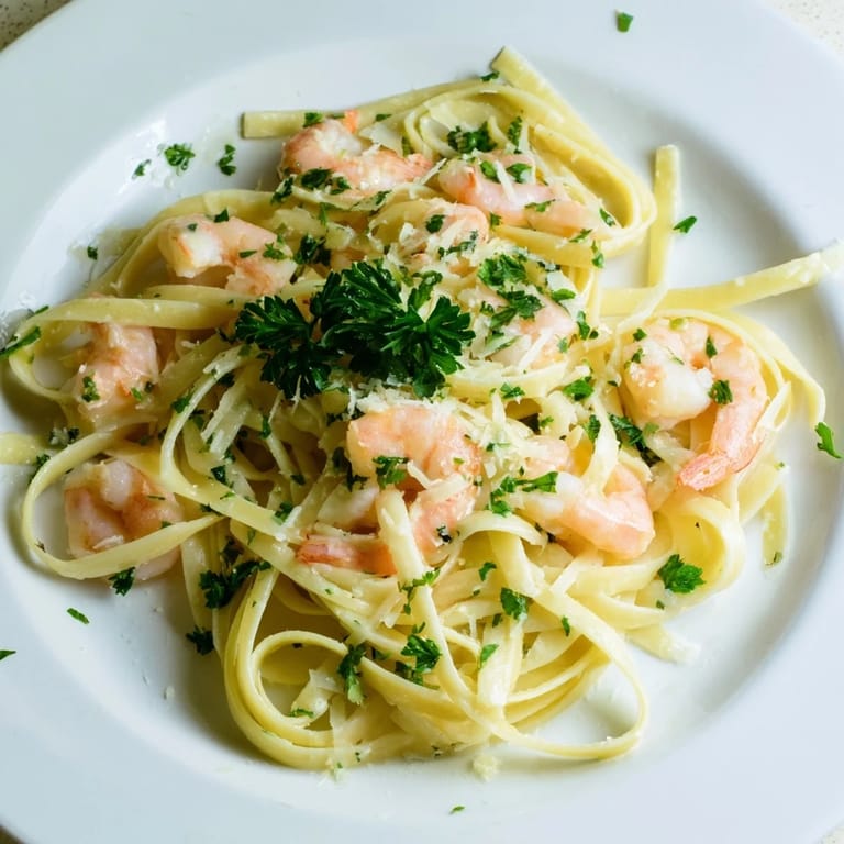 Serve Creamy Garlic Shrimp Pasta with lemon wedges and a sprinkle of Parmesan for a bright, elegant weeknight dinner.
