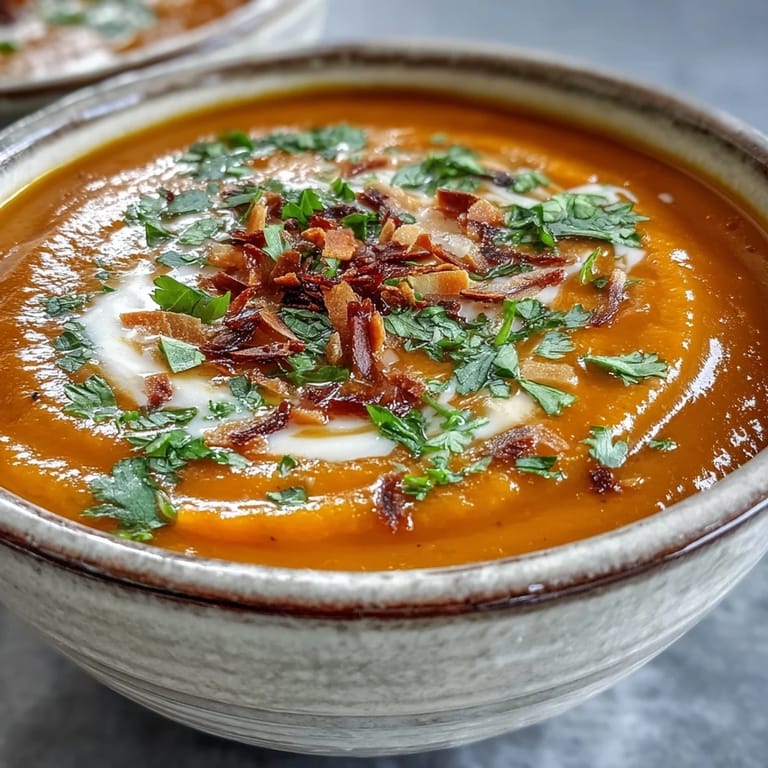Vibrant orange Carrot and Coconut Soup with a lime wedge and spoon ready for a healthy, gluten-free dinner.
