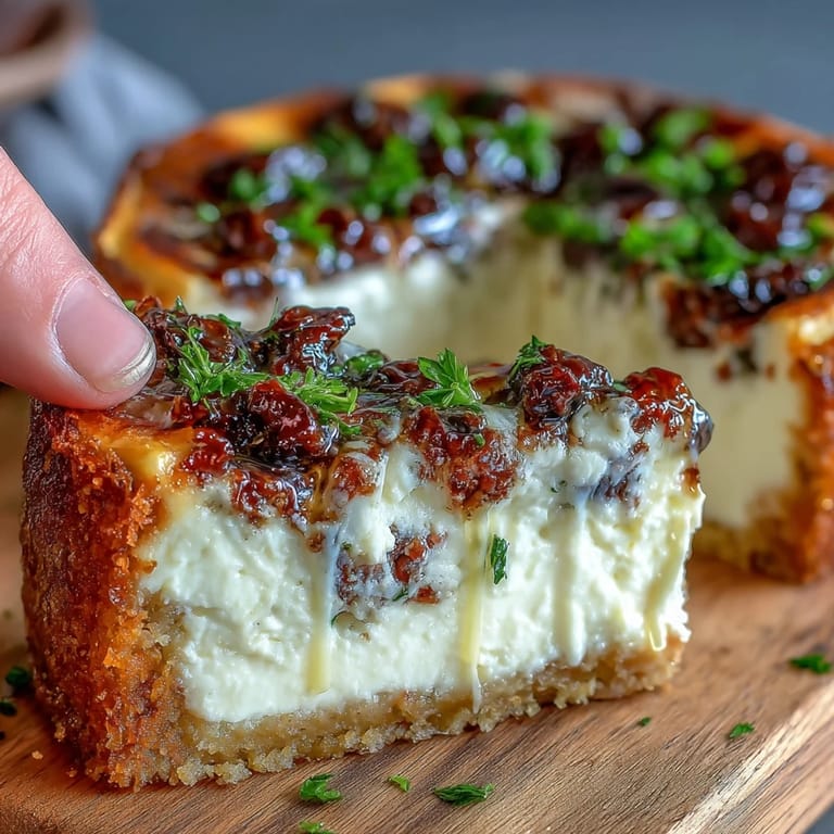 Sliced Kalamata cheesecake appetizer on a platter with crostini, olives, and a drizzle of olive oil.