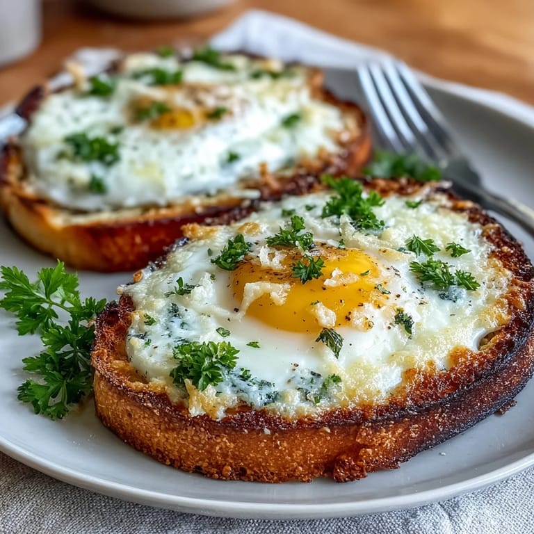 Cloud eggs featuring airy baked whites and just-set yolks, garnished with fresh herbs for an elegant start to the day.