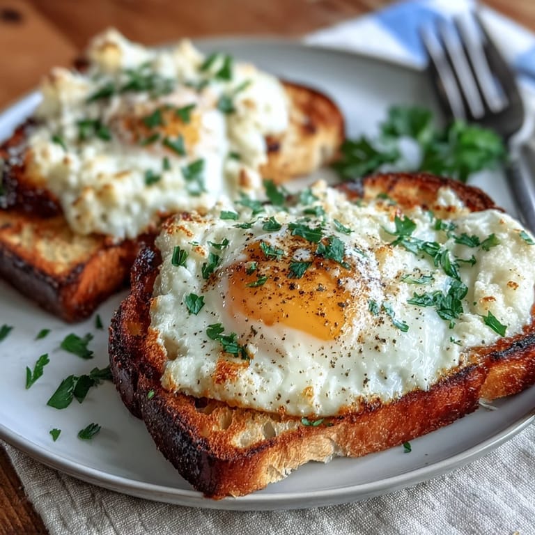 Whipped egg whites shaped into clouds, baked until golden and topped with runny yolks for a stunning brunch dish.
