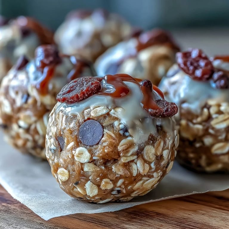 Golden snack-sized protein balls with peanut butter and oats, ready to eat.