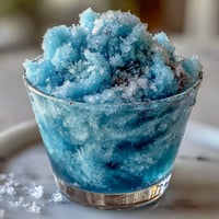 A frosty blue raspberry lemonade slushie with bright citrus and berry notes, perfect for hot summer days.